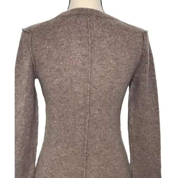 SOLD INHABIT Light Brown Crew Neck Cashmere Sweater Size Large - Picture 6 of 8